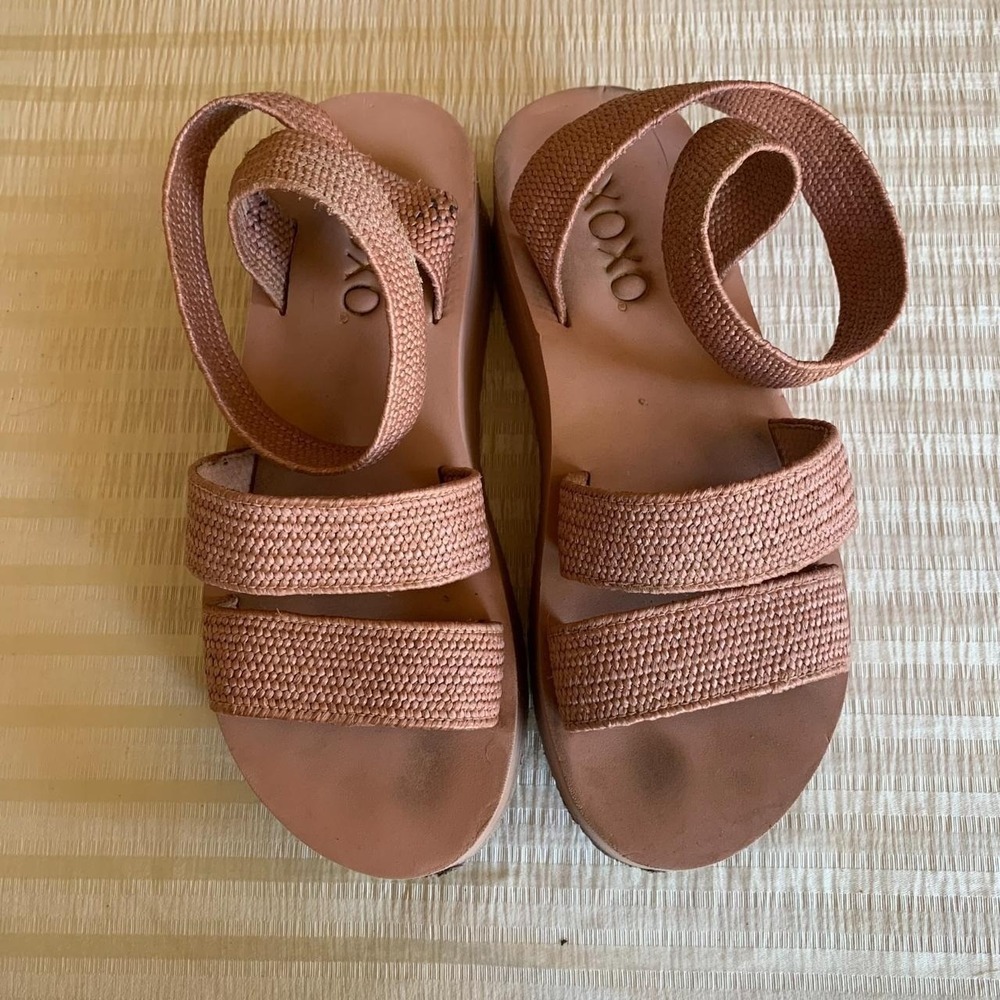 XOXO Blush Pink Platform Sandals Casual Boho Beach Comfort Lightweight Travel - Picture 1 of 3